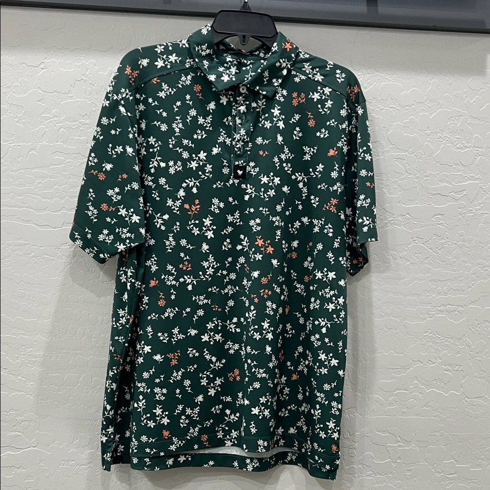 Bad Birdie Green Polo with Floral Design